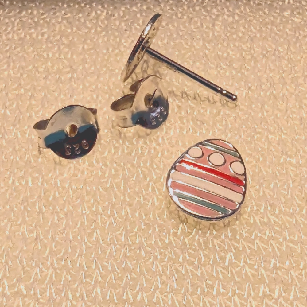 Sterling silver Easter egg earrings NWT